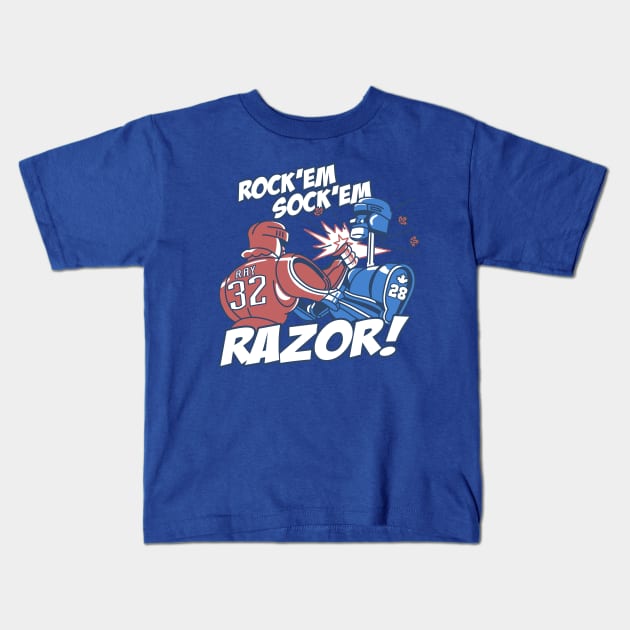 Rock'em Sock'em Razor! Kids T-Shirt by Carl Cordes